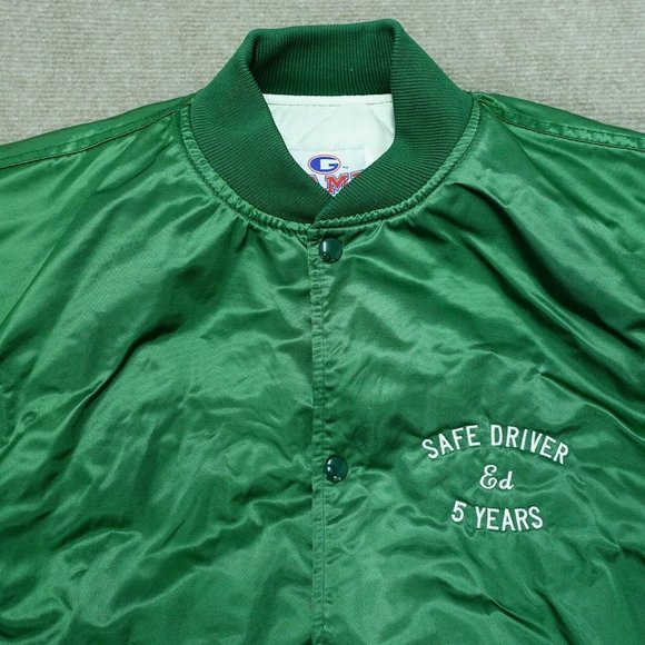 Vintage Ames Transportation Systems Green Bomber Nylon  jacket Sz Medium M - Picture 3 of 9